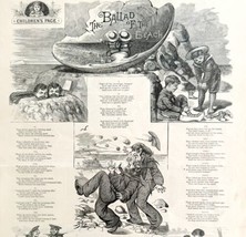 1885 Ballad Of The Beach Victorian Art Wood Engraving Youths Companion XL DWHH11 - £39.20 GBP