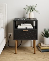 Nightstand With Charging Station, Small, 22-Black Diamond With Outlet, 1 Drawer - $64.96