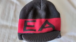 Emporio Armani Designer Beanie Hat Cap Visor Pure virgin wool Grey Red U... - £47.16 GBP