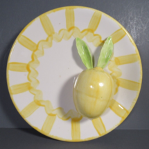 Lemon Plate 3D Handmade Art Pottery 6&quot; Yellow &amp; Green High Gloss Signed Cali USA - $22.77