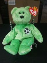 Ty Beanie Baby &quot;Kicks the Soccer Bear&quot; Plush Toy with Hologram Tush Tag - $10.78