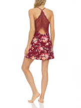 Flora Nikrooz Womens Kat Printed Lace-Trim Knit Chemise Nightgown, Meidum - $43.20