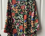 Rose &amp; Olive  3/4  Sleeve Top Womens Plus Size 2X  Pink Floral Print V Neck - £11.58 GBP