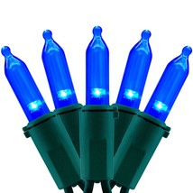Blue Led Christmas Lights With Green Wire, 66 Feet 200 Count Ul Certifie... - £47.96 GBP