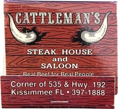 Cattleman&#39;s Steak House, Kissimmee, Florida, Match Book Matches Matchbook - $11.99