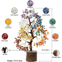 5PcX7 Seven Chakra Crystal Gemstone Money Tree w/ 300 Stones Golden Copper Wire - $98.01