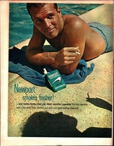 1964 Vintage ad Newport Filter Cigarettes tobacco Sand towel blue Sexy m... - £16.90 GBP