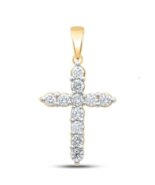 1 Cttw Round Diamond Cross Pendant Charm 14k Yellow Gold - £1,241.48 GBP