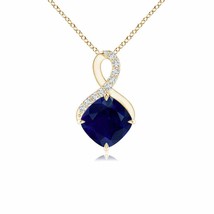 ANGARA Claw-Set Sapphire Infinity Pendant with Diamonds in 14K Solid Gold - £940.73 GBP