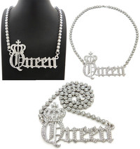 Women's Fashion Iced Crown Queen Pendant 4mm/16" Tennis Chain Necklace RC3837 - £20.11 GBP