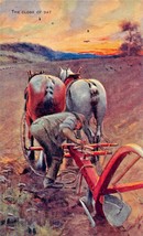 THE CLOSE OF DAY~FARMER RELEASES PLOW FROM TEAM OF HORSES~ARTOTYPE POSTCARD - $7.37