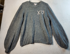 LC Lauren Conrad Sweater Womens Size Medium Gray Knit Long Sleeves Crew Neck - £13.66 GBP