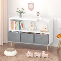 Kids bookcase with Collapsible Fabric Drawers, Children&#39;s Book Display -... - £61.53 GBP