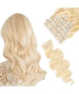 20 Inch Blond Clip In Human Hair Extensions 613 Body Wave Blonde Seamles... - $54.99