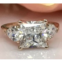 4.30Ct Princesa Tres Piedra Moissanita Anillo de Compromiso Amarillo Oro... - £252.86 GBP