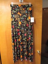 Lularoe Maxi Skirt Black Background Floral Print Sz Medium Stretchy Nwt - £27.85 GBP