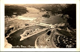 RPPC Birds Eye View Bonneville Dam Oregon Washington Christian Photo Postcard D8 - £3.08 GBP