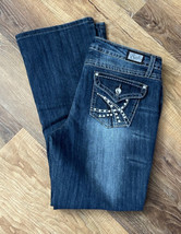 EARL JEAN Women’s Embellished Dark Wash Stretch Dark Denim Jeans sz 8P EUC - £20.33 GBP