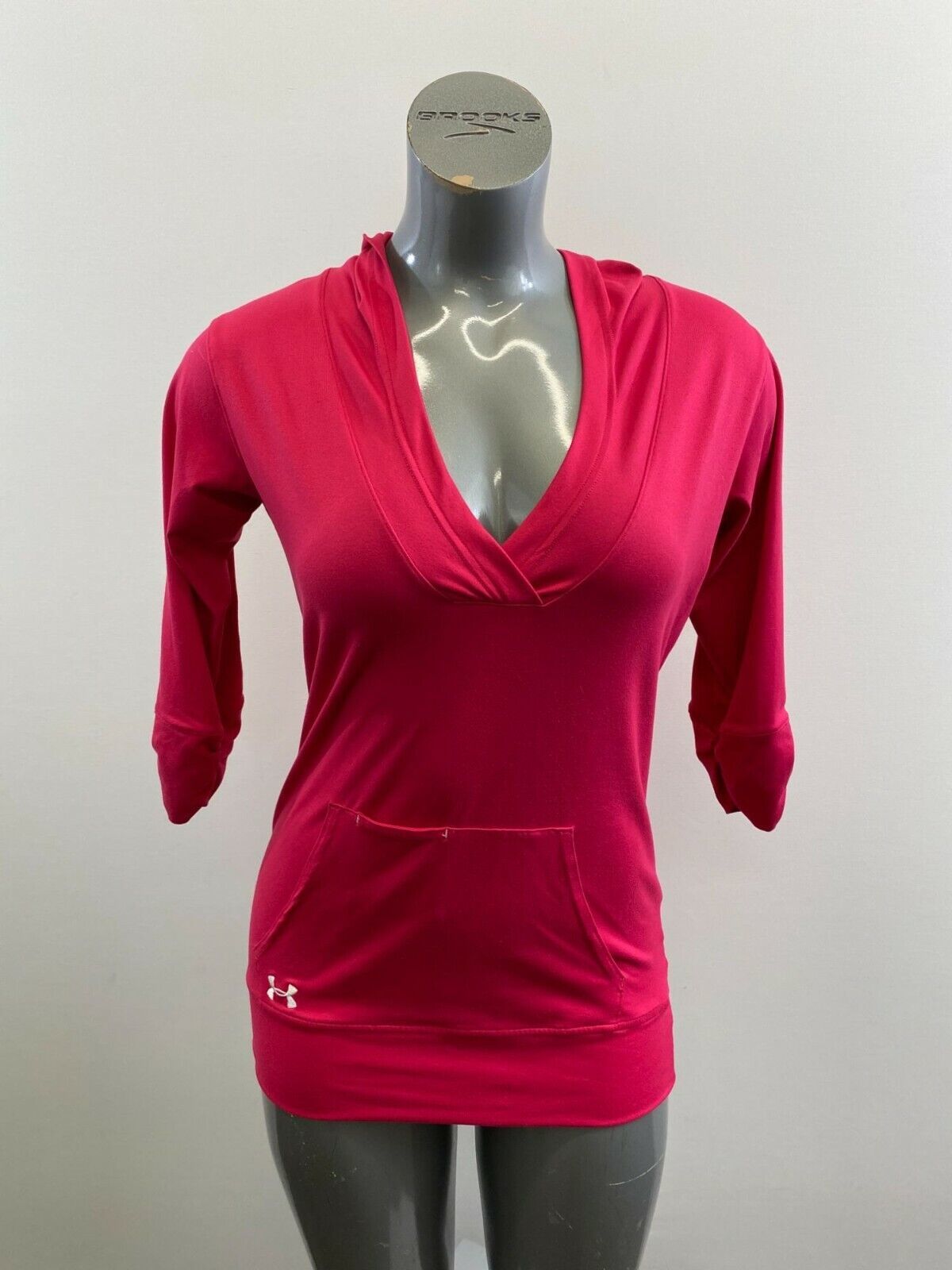 Under Armour Women&#39;s V Neck Hoodie Size XS All Season Gear Pink 3/4 Slee... - $7.92