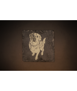 Custom Pet Slate Coaster – Laser Engraved Dog or Cat Portrait, Personali... - $7.65