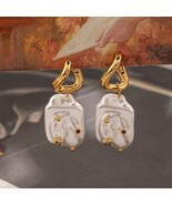 Fashion Minimalist Baroque Style Faux Pearl Earrings, Gold Tone - $19.99