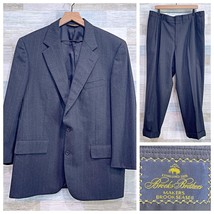 Brooks Brothers Brooksease Flannel Stretch Wool Suit Gray Mens 43R 36x28 Pants - £106.73 GBP