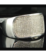 0.70 ctw Real Moissanite 14K White Gold Plated Statement Pave Pinky Men&#39;... - $2,303.53 MXN