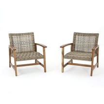 Christopher Knight Home Hampton Outdoor Mid-Century Wicker Club Chairs with - £236.46 GBP