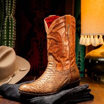 KANSAS Genuine Snake Skin Cowboy Boot from the Western Collection Cognac image 3
