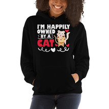 i&#39;m happily owned by a cat fun hoodie - $39.99