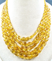 Natural Citrine Beads Faceted Long Gemstone 5 L 453 Ct Cocktail Fashion Necklace - $295.69