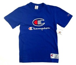 Champion Century Collection C100 Chenille Embroidered Logo T-Shirt Blue Size S - £22.94 GBP