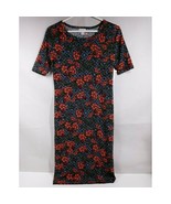 NWT LuLaRoe Julia Pencil Dress Black Labrynth With Red Floral Designs Si... - $15.83