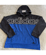 Adidas Boys Blue Heather Gray White Long Sleeve Hoodie Large 14-16 - $277.40 MXN