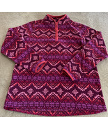 Osh Kosh Girls Pink Purple Snowflake Fleece Long Sleeve Shirt Zip Neck 14 - £7.46 GBP
