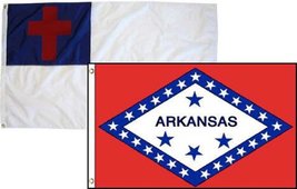 2x3 Christian Christ &amp; State Arkansas 2 Pack Flag Wholesale Combo 2&#39;x3&#39; Banner G - £7.56 GBP
