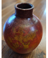 Authentic Orange &amp; Yellow Mexican Clay Pottery Fire Vase 10&quot; - €25,60 EUR