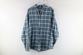 Vtg 90s Eddie Bauer Mens Large Faded Checkered Plaid Flannel Button Shirt USA - £38.88 GBP
