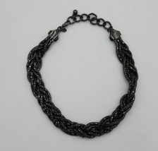Express Multi Strand Shiny Braided Chunky Tube Black Metal Chain Necklace - £12.98 GBP