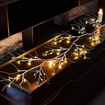 Birch Garland with Lights 6FT 48 LED Battery Operated - £31.97 GBP