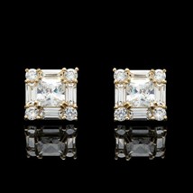 1.50CT Simulé Princesse Baguette Rond Cluster Diamant Boucles D&#39;Oreilles Argent - £69.51 GBP