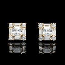 1.50CT Simulé Princesse Baguette Rond Cluster Diamant Boucles D&#39;Oreilles Argent - £51.90 GBP