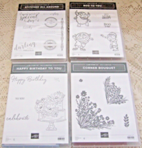 Stampin&#39; Up! Clear Mount &amp; Cling Stamp Sets 3 New &amp;1 Preowned 24 Impressions - £15.82 GBP