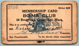 1930s Abbonamento Scheda Bo-Ma Club Cambridge Massachusetts Ma 66 Broadw... - $16.34