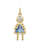 14K Yellow Gold March Girl or Boy Birthstone Charm - €137,28 EUR