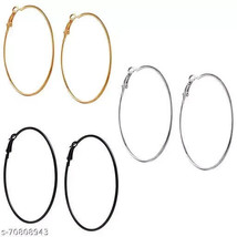 joharibazar fancy Big Circle Gold Metal Earrings stylish - £10.28 GBP