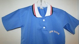 Blue NEW YORK polo shirt Boys 4 red white collar trim Bochito Jeans brand - £4.64 GBP