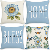 Spring Throw Pillow Covers 18X18 Inch Set of 4,Spring Summer Couch Pillow Covers - £19.90 GBP