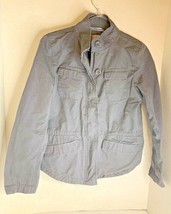 LOFT Outlet Womens Sz S P Gray Full Zip Coat Jacket Waist Elastic  - £18.61 GBP