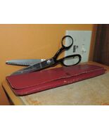 Vintage Wiss model CB-9 Pinking Shears w/ Original Red Leather Case scis... - $12.59